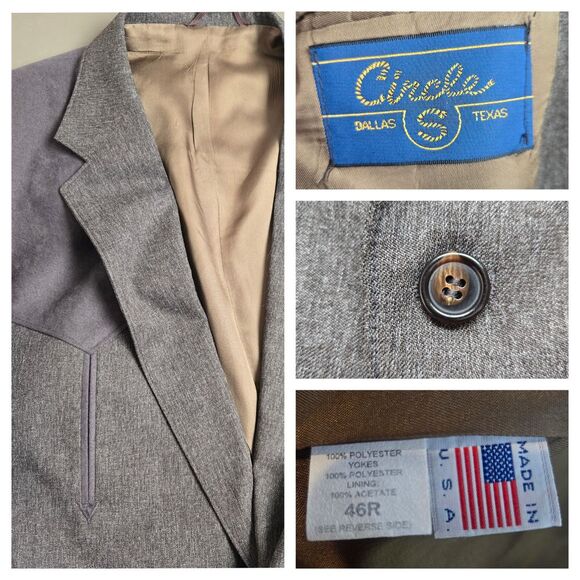 Circle G Other - Circle S Men's Blazer Sport Coat 46R Brown Western Cowboy Made in USA Texas‎ EUC